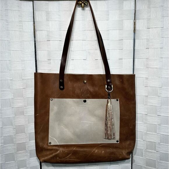 Jill's Homestead The Tote Bag Rose Gold Tassel Genuine  Leather Look Rural Nice - Picture 15 of 15